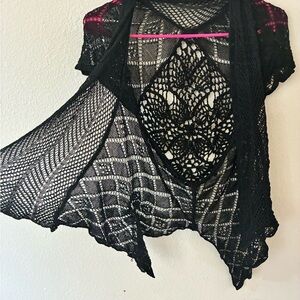 Angie Black Lace Open-Front Cardigan